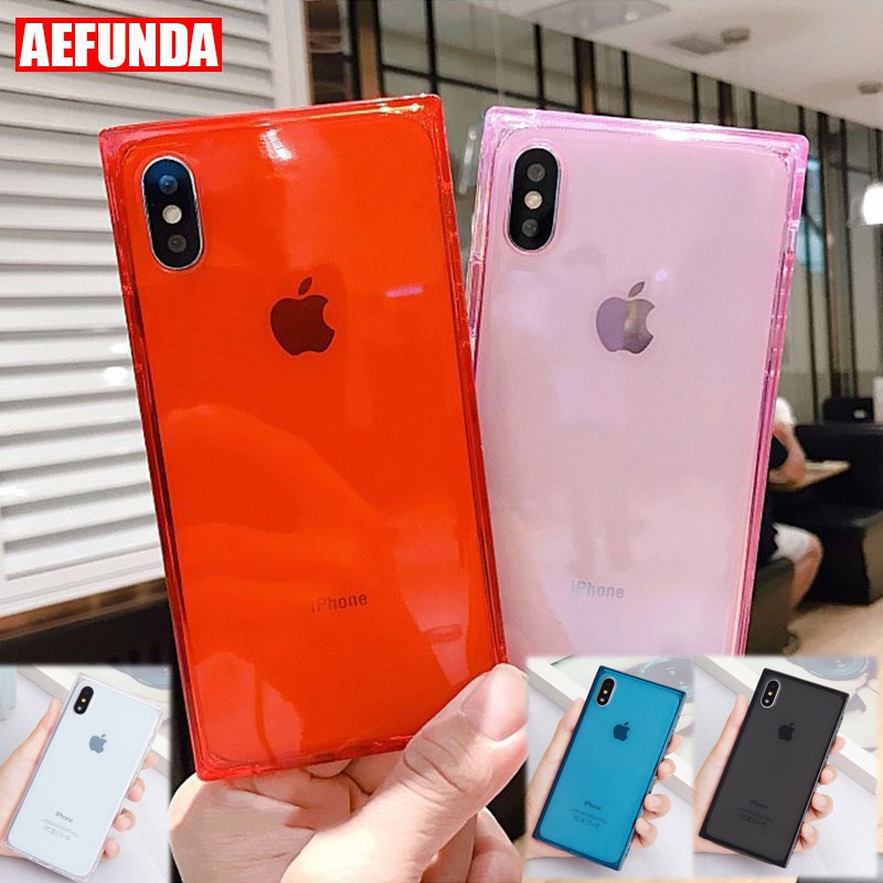 Ốp điện thoại TPU dẻo trong suốt khung vuông chống sốc thích hợp cho iPhone 7 8 Plus 6 6S X XS 11 Pro Max XR