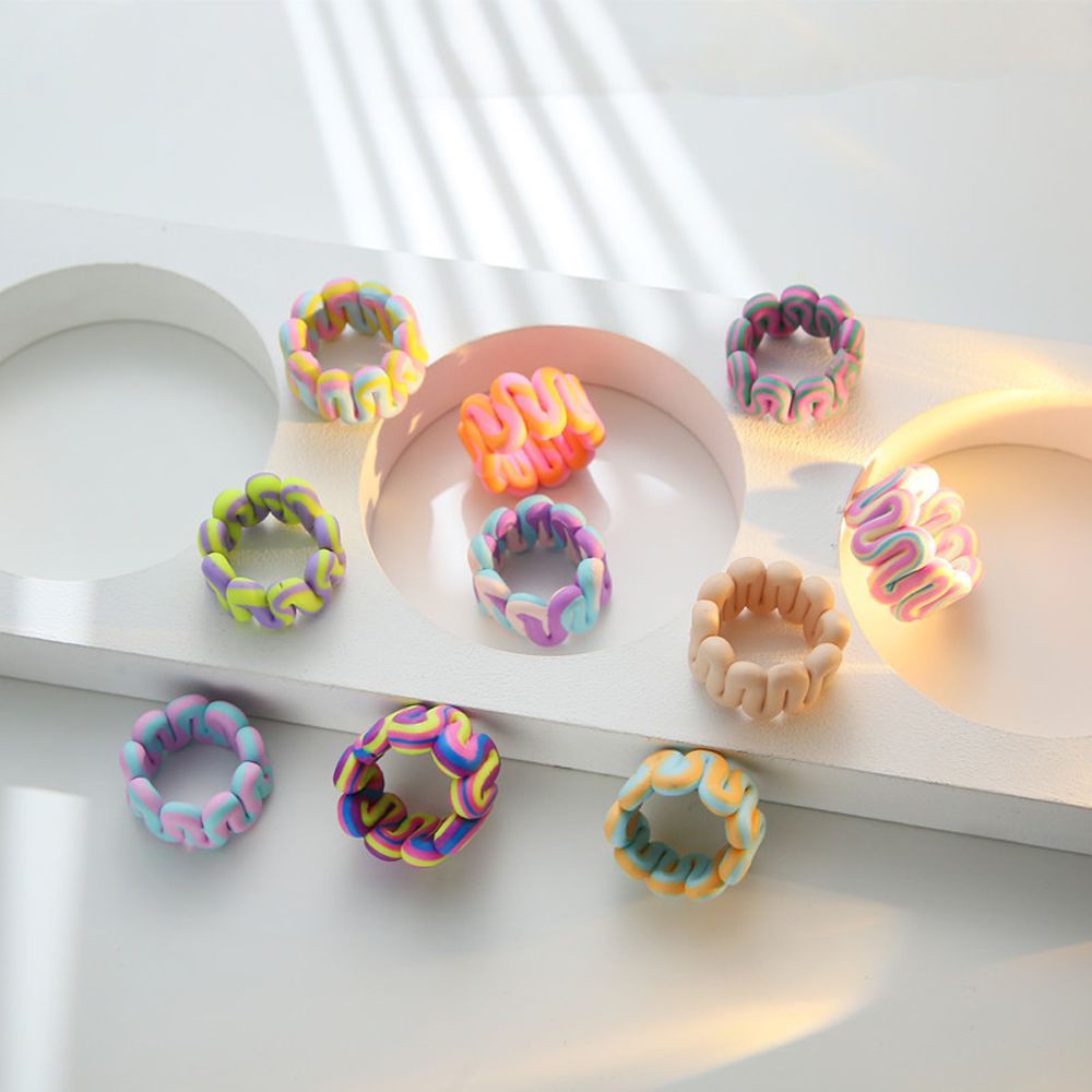 Nhẫn Đeo Ngón Tay Họa Tiết Kẻ Sọc Nhiều Màu Phong Cách Bohemia Thời Trang Cho Nữ