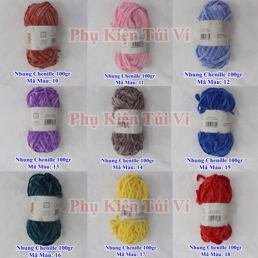 Len nhung Chenille (Mã Màu: 01 - 37)