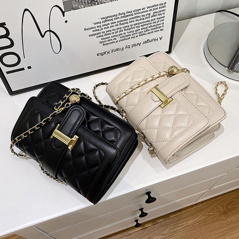 Túi đeo chéo vai IELGY có khóa họa tiết hình thoi phong cách Hàn Quốc thời trang cho nữ