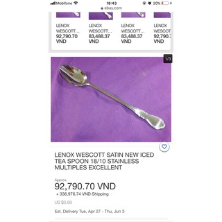 set 5 muỗng cafe dài lenox (hàng xuất dư châu âu)