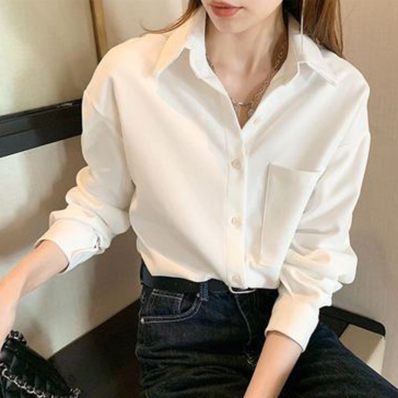 IELGY  Ielgy Áo Sơ Mi Dáng Rộng Phong Cách Phương Tây Với Thiết Kế Cảm Giác Cho Nữ