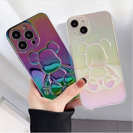 Ốp Điện Thoại Hình Gấu Màu Laser Cho IPhone 11 12 13 Pro Max 6681