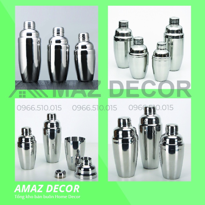 Bình shaker inox - bình lắc inox - bình shake inox pha chế cocktail trà sữa đủ các cỡ 350ml-550ml-750ml đẹp