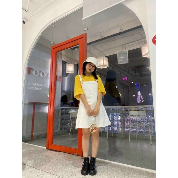 Quần yếm liền váy trắng dễ thương (có ảnh review)