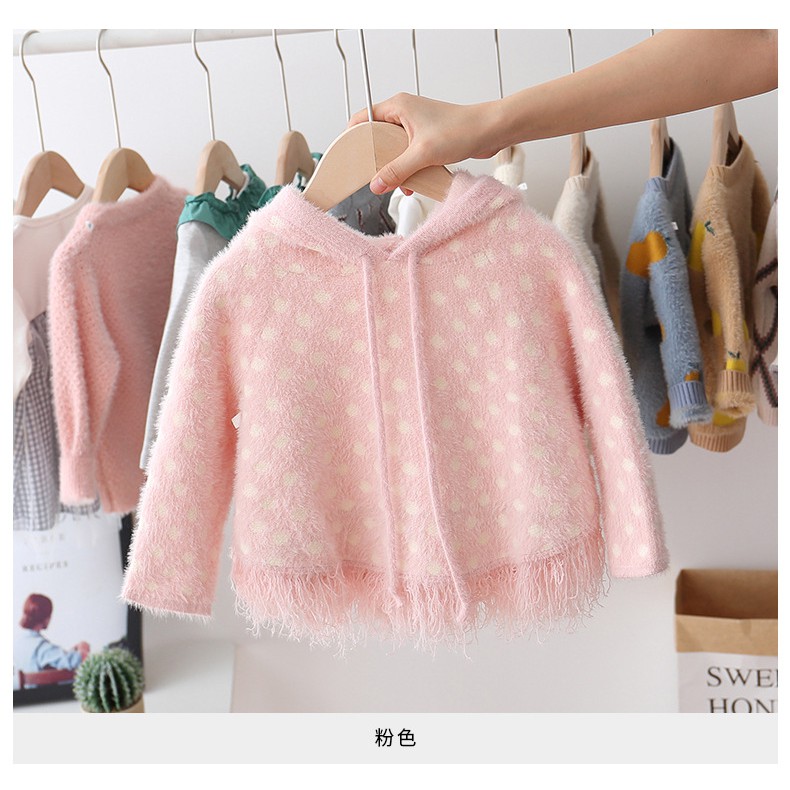 Áo len chấm bi điệu đà bé gái size 10-20kg [AL22]