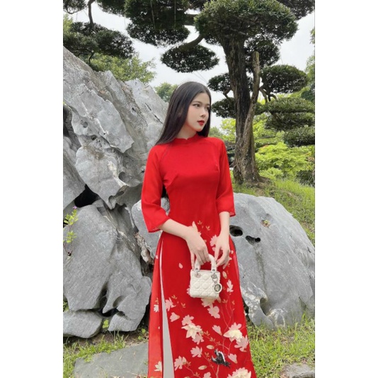 🥰 Áo dài cách tân tơ 4 tà hoa kết đẹp nhẹ nhàng hàng thiết kế sang chảnh ảnh thật giá bân sỉ