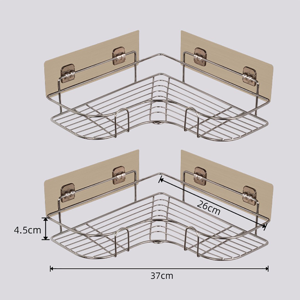 Kệ Góc Inox Không Gỉ Dán Tường Nhà Tắm Phòng Bếp