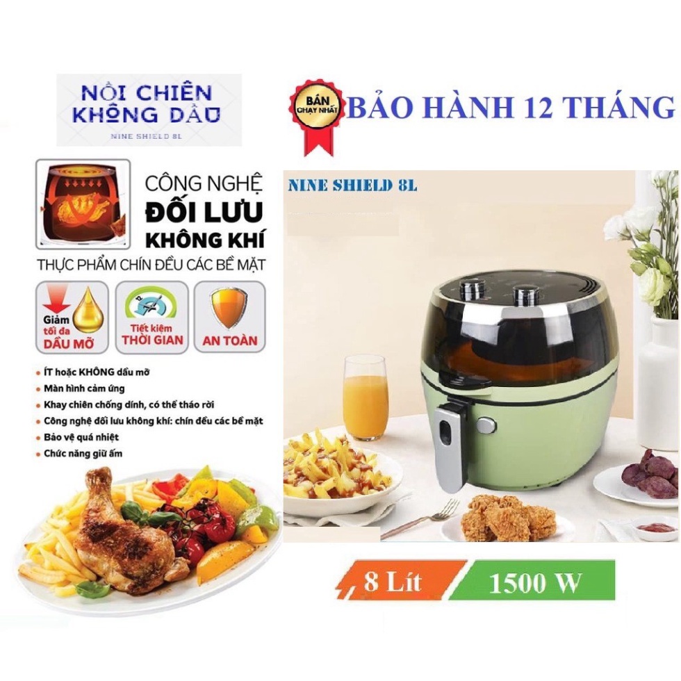 NỒI CHIÊN KHÔNG DẦU NINE SHIELD DUNG TÍCH 8L  [giadung_shophouse ]