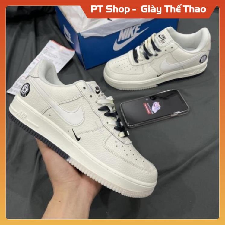 [FreeShip - Hàng Đẳng Cấp] GIÀY AF1 BROOKLYN CREAM ZEP 11, GIẦY AF1 TRẮNG KEM ÂM DƯƠNG DÂY HAI MẦU