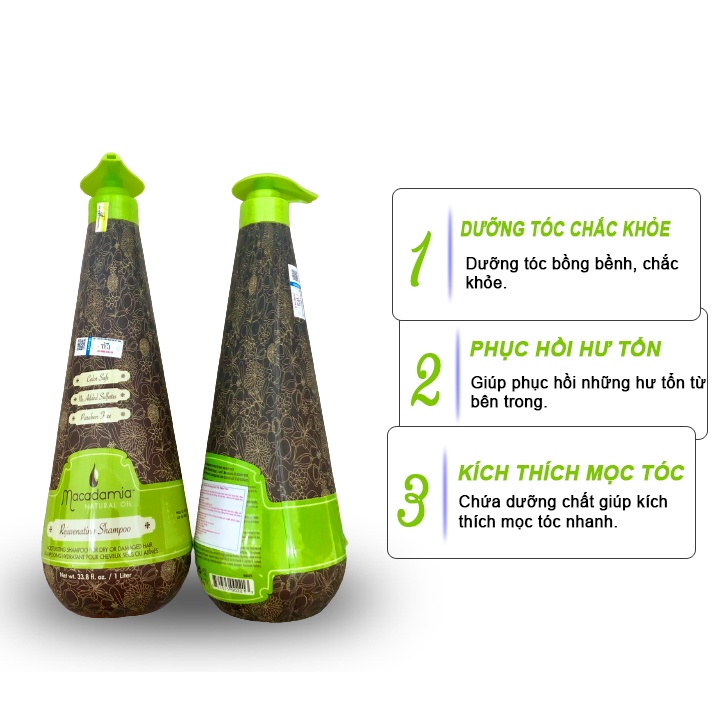 Dầu Gội Xả MACADAMIA 1000ML Chính Hãng - Trẻ Hóa Tóc Lamyra