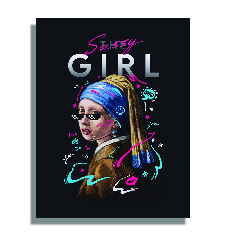 Tranh trang trí decor dán tường để bàn phong cách hiện đại popart