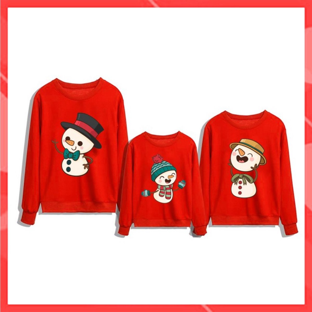 Áo Hoodie Gia Đình Familylove - Áo Hoodie Gia đình Người Tuyết Dễ Thương Chất Liệu Nỉ Da Cá Cao Cấp