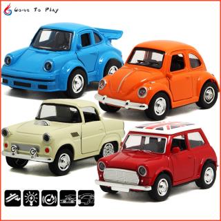 1pc Middle Size Alloy Pull Back Diecast Beetle Vintage Car Model with Openable Doors/Lights/Music