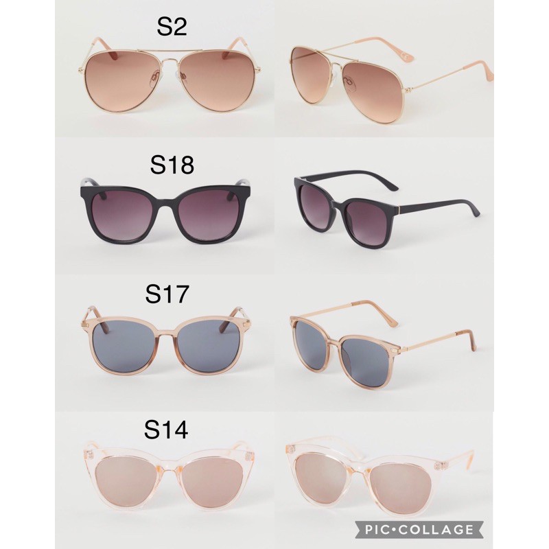 H&M Đức SALE kính chống tia UV râm mát HM chuẩn auth authentic chính hãng mắt mèo kim loại nâu hồng đen nam nữ | BigBuy360 - bigbuy360.vn