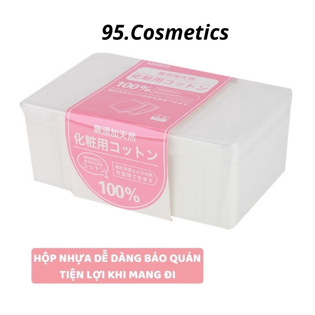 Bông Tẩy Trang Miniso 1000 Miếng, Bông Mỏng Dùng Để Đắp Toner, Nước Hoa Hồng