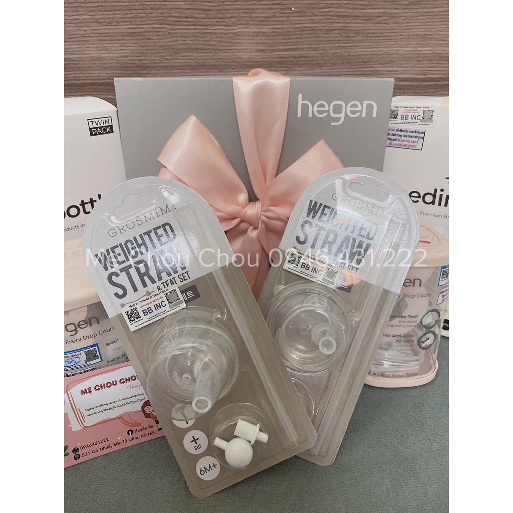 Núm tập uống, Ống hút và Quả tạ Grosmimi Weighted Straw & Teat Set