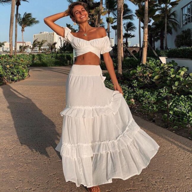 Chân váy tầng boho