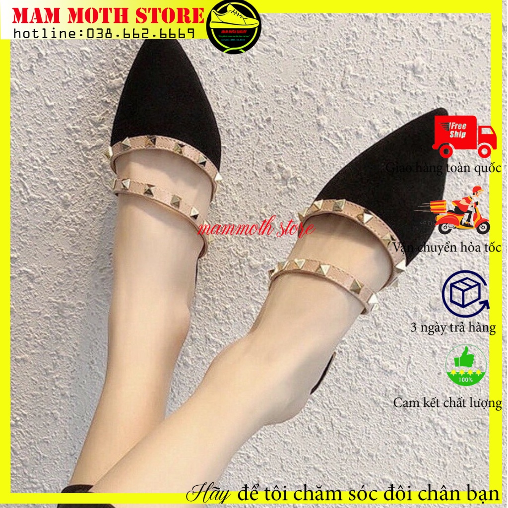 Giày sục nữ,sục nữ mũi nhọn đế bệt 2 màu đen kem bản đẹp siêu vip shop MAM MOTH