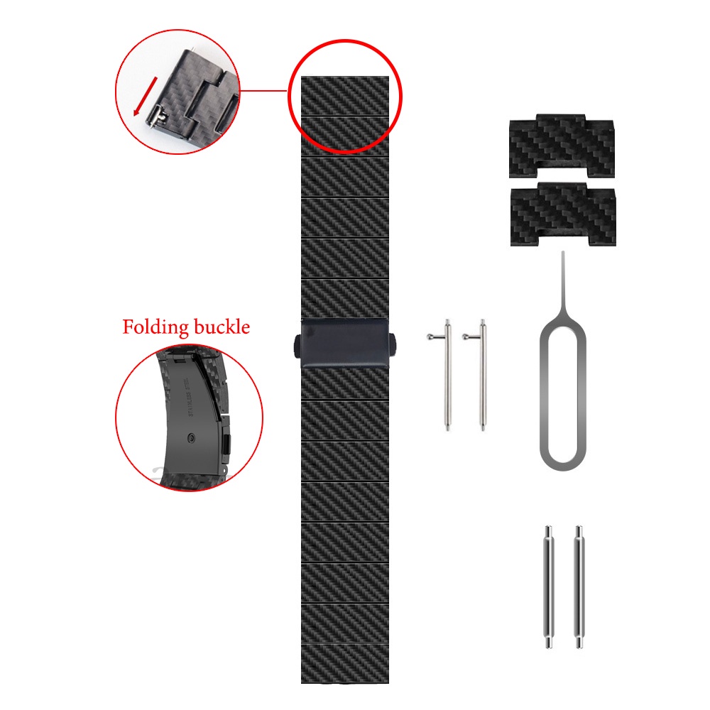Dây Đeo Sợi Carbon 18/20/22mm Cho Đồng Hồ Thông Minh Huawei Watch Gt2