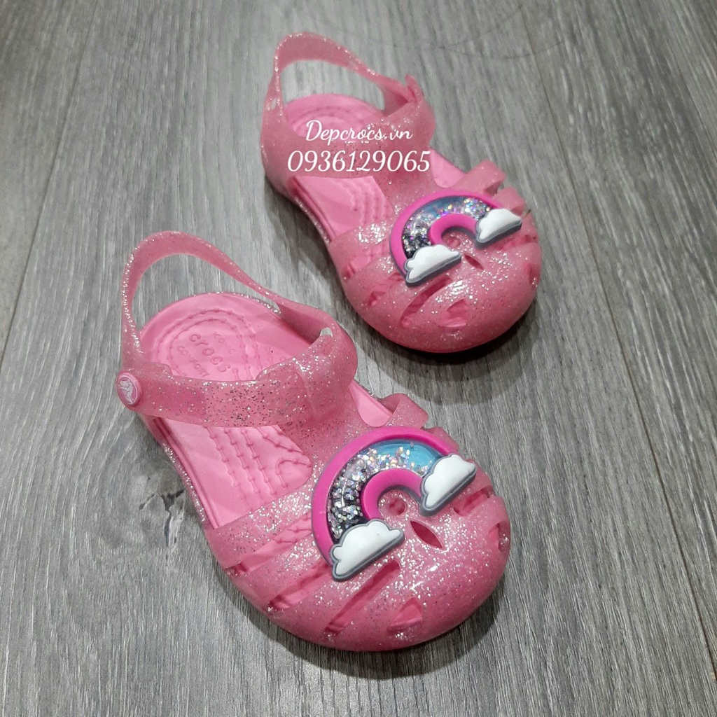 Sandal crocs trẻ em isabella novelty chính hãng nhiều màu tặng kèm jibbitz gắn dép dễ thương, giày bé gái - crocs house