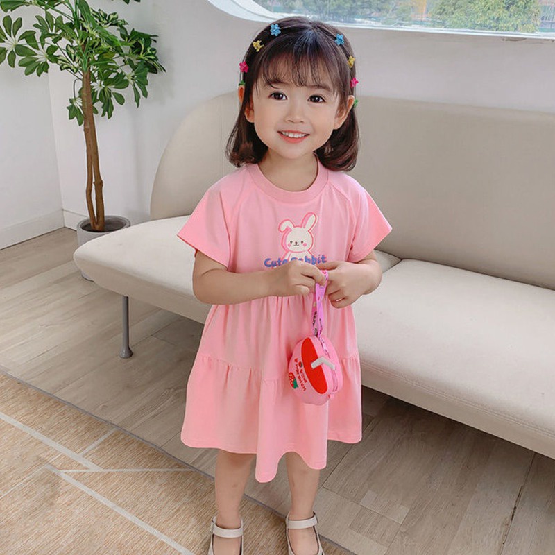 Đầm Thun Cotton Mùa Hè Phong Cách Mới Cho Bé Gái