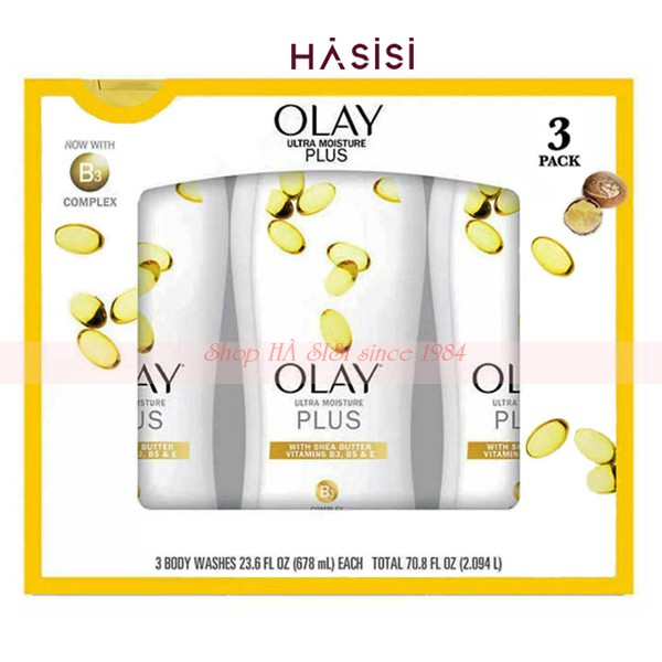Bộ 3 Chai Sữa Tắm Olay Ultra Moisture Plus Body Wash (700ml x 3)