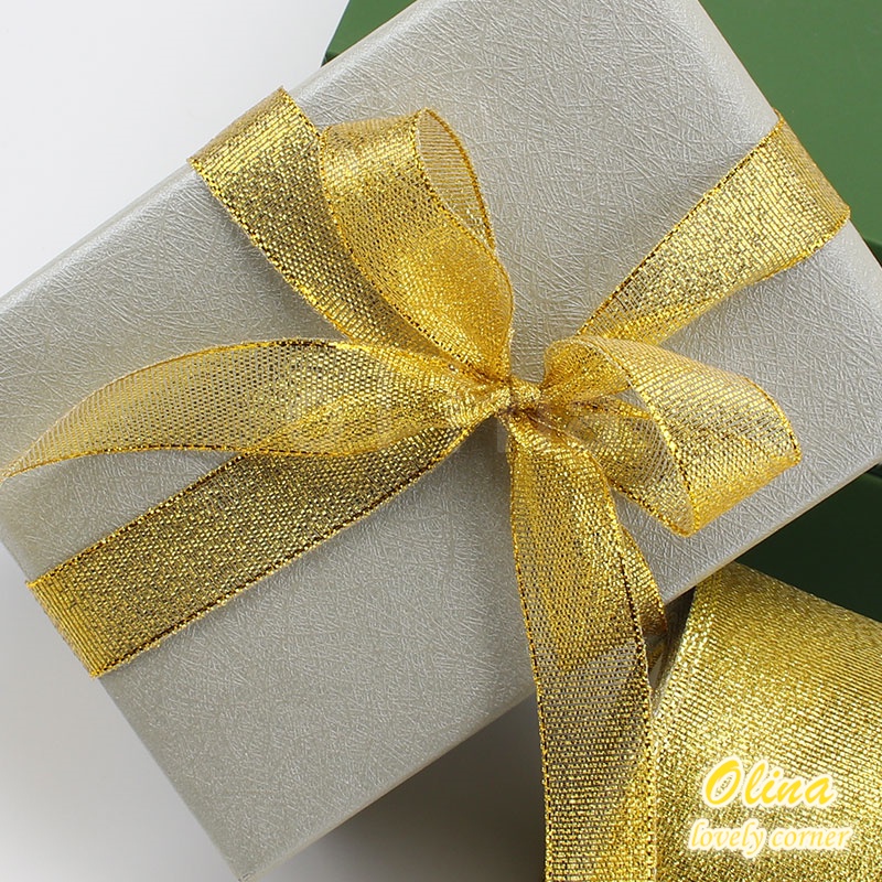 Cuộn Dây Ruy Băng 22Mút 6mm-50mm Màu Vàng Kim/Bạc Dùng Để Gói Quà