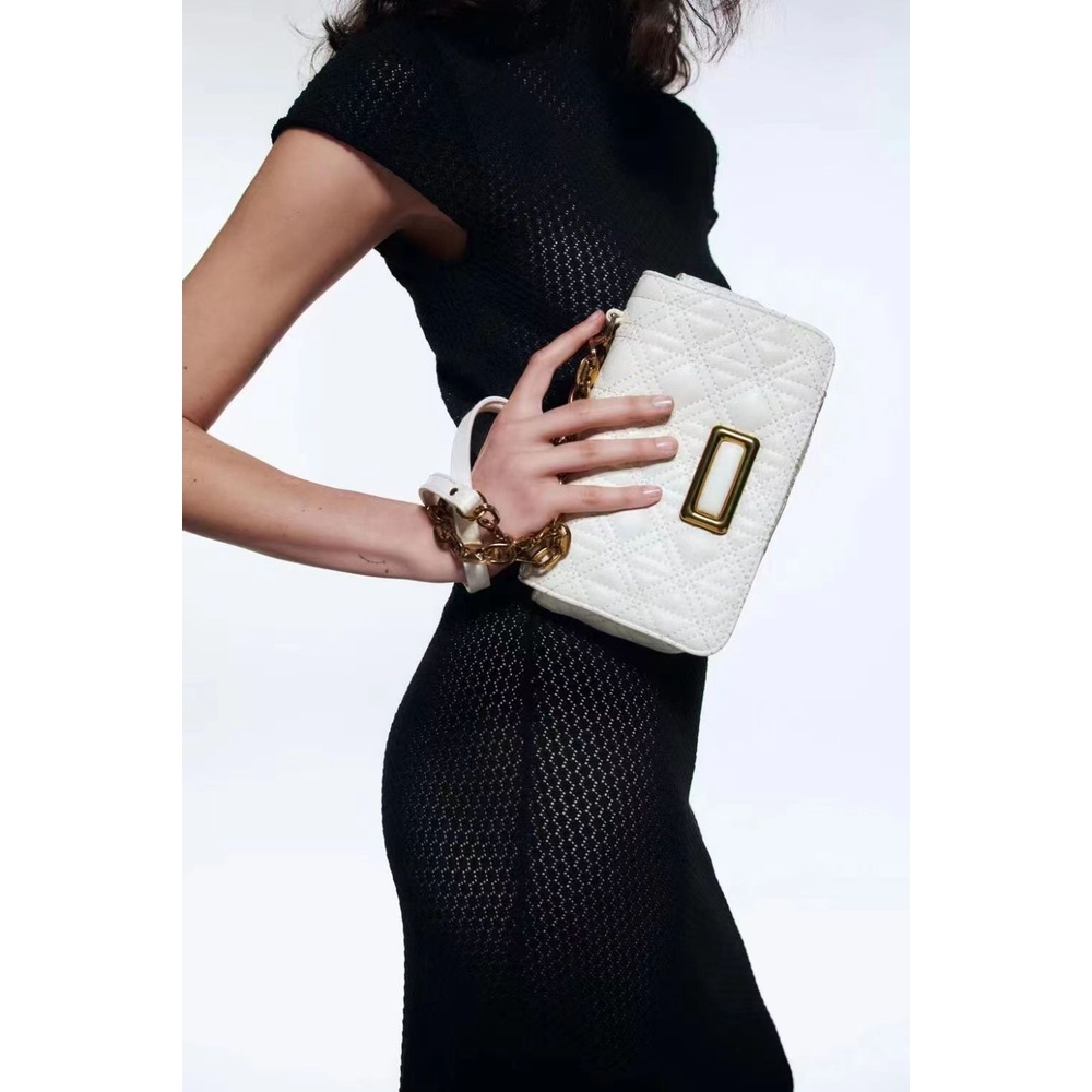 Túi Xách Zara Đính Đá Phối Dây Xích Thời Trang Sang Trọng Cho Nữ