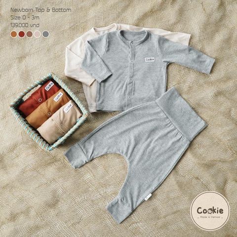 *DollarBaby* Bộ sơ sinh Cookie cạp cao cài thẳng