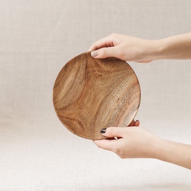 Đĩa tròn gỗ keo Sa Maison , Kích thước D17-19-26cm