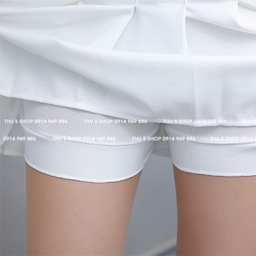 Chân váy tennis cạp lưng cao dáng xoè BIG SIZE, Váy ngắn xếp ly có lót màu ĐEN/TRẮNG/NÂU THUS514