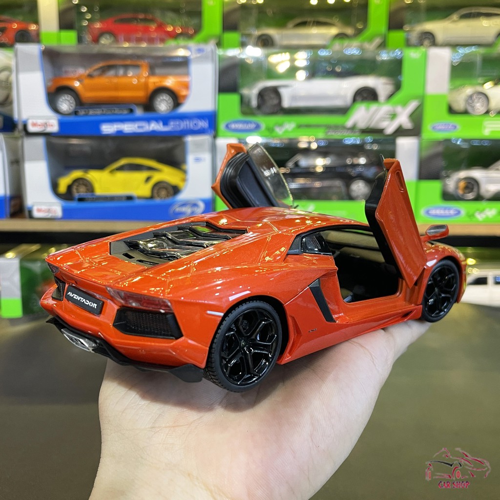 Mô hình xe hợp kim Lamborghini-Aventador LP700 tỉ lệ 1:24 màu cam đỏ