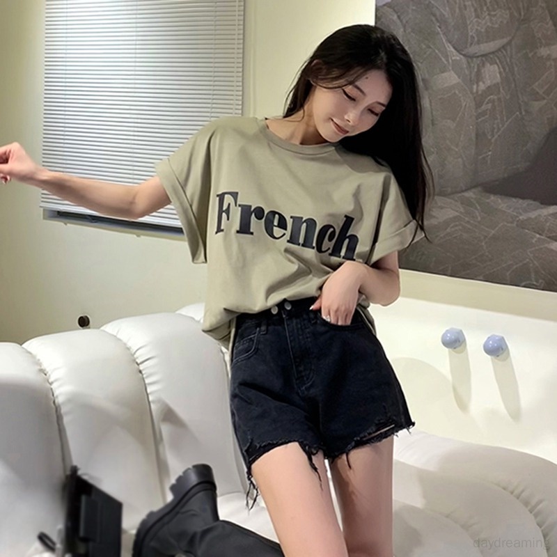 Áo Thun Nữ Ngắn Tay Cổ Tròn Thời Trang Hàn