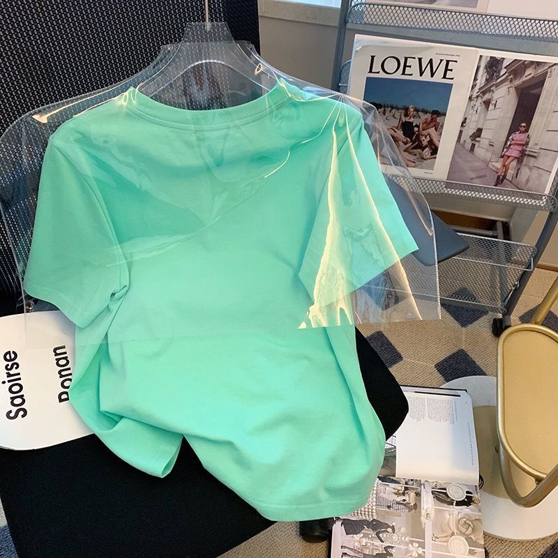 Áo Thun Nữ Ngắn Tay Cổ Tròn In Hình Gấu Hoạt Hình Thời Trang