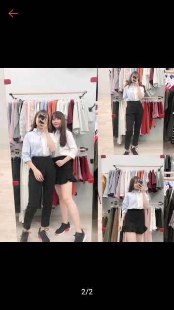 Áo sơ mi nữ tay dài phối hai màu ulzzang