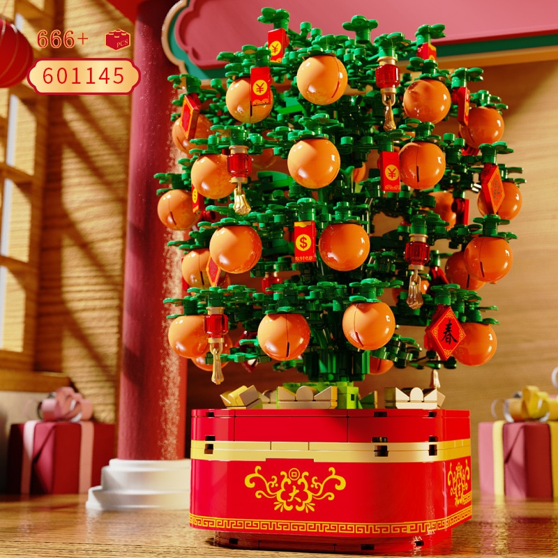 Đồ chơi Lắp ráp Mô hình Sembo 601145 (CÓ SẴN) good luck Orange tree Tết cây cam Chúc may mắn