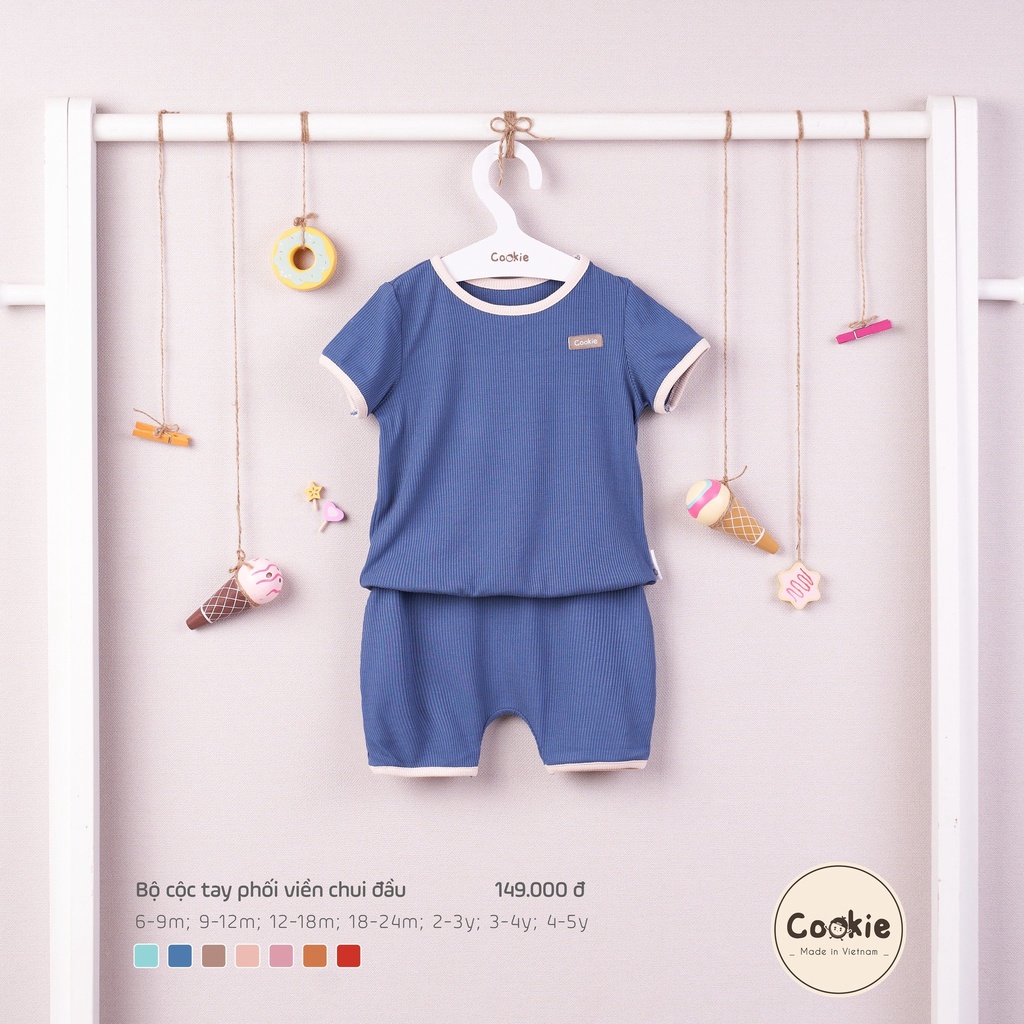 Bộ quần áo cộc tay phối viền Cookie