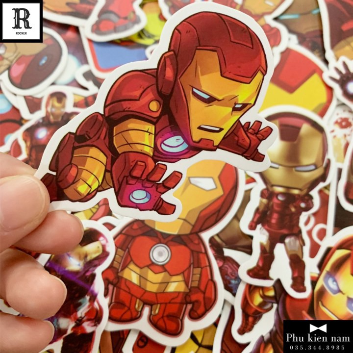 Sticker PVC Chống nước Hình dán 35 Hình Ironman Marvel ST032