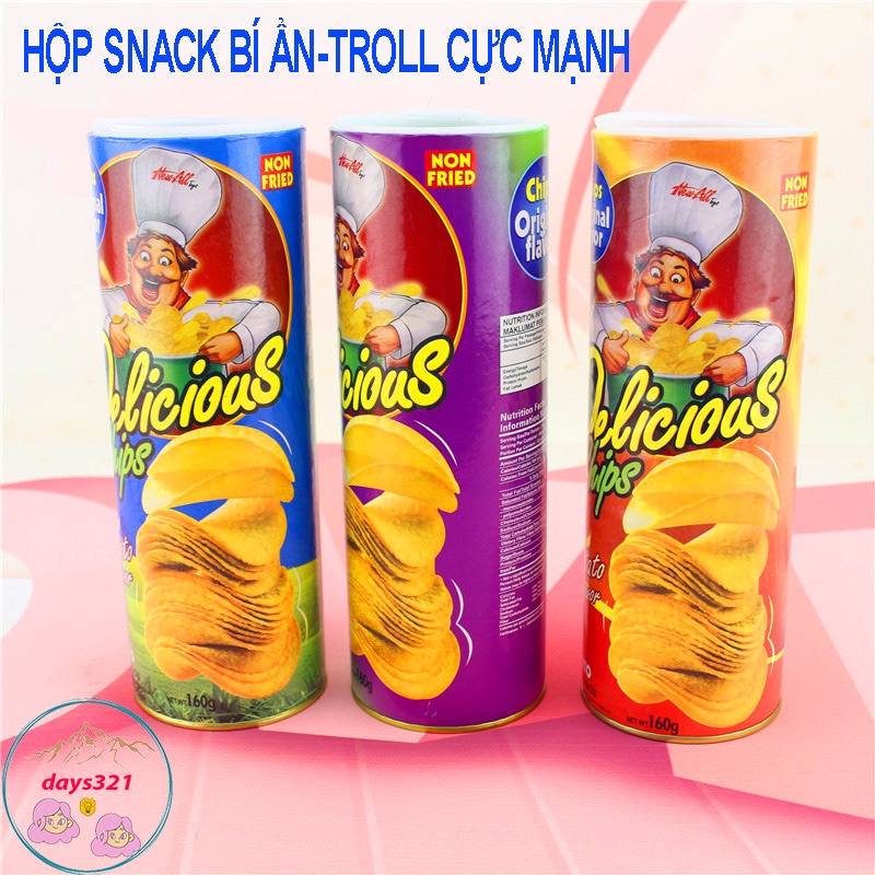 Đồ chơi khăm vui nhộn hình hộp bánh khoai tây có rắn dài 1.3 mét bên trong- Hộp Snack bí ẩn
