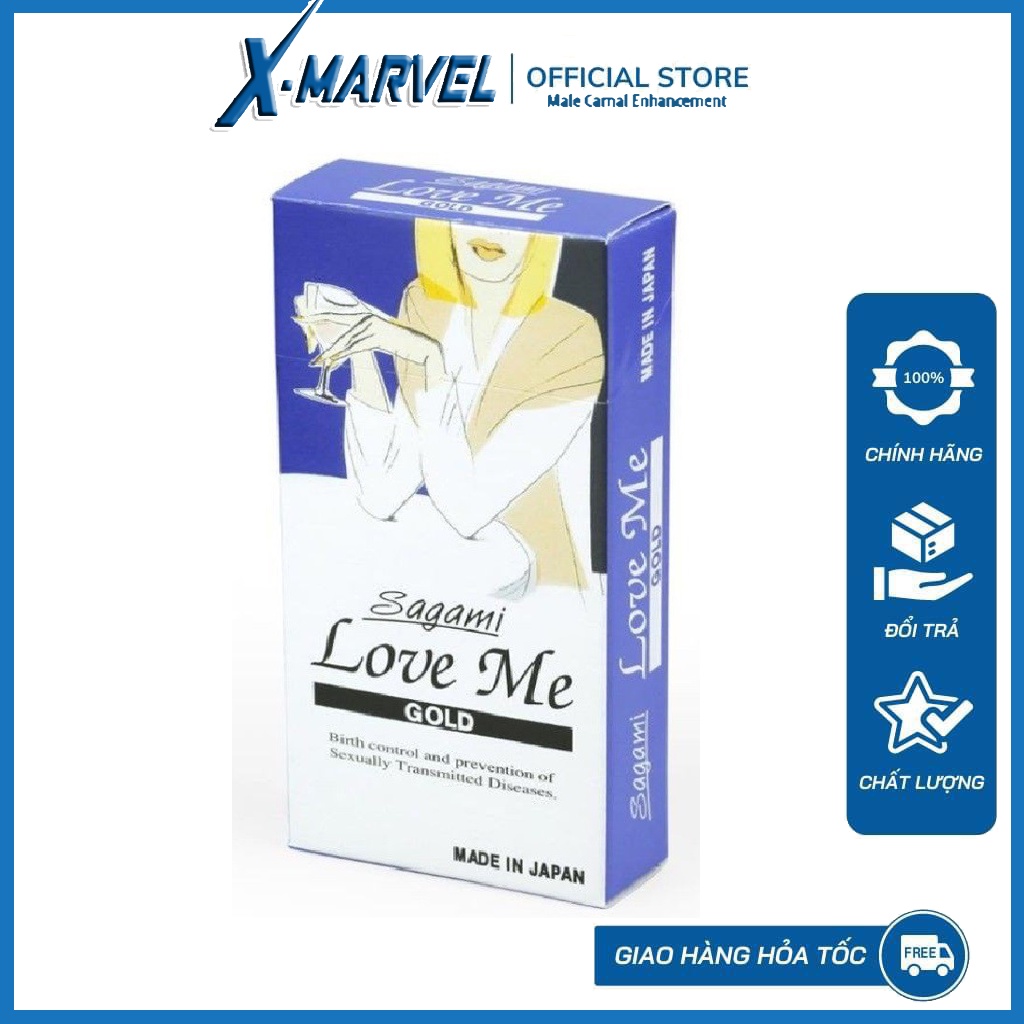 hộp 10c Bao cao su Sagami Love Me Gold trơn mỏng /áo mưa
