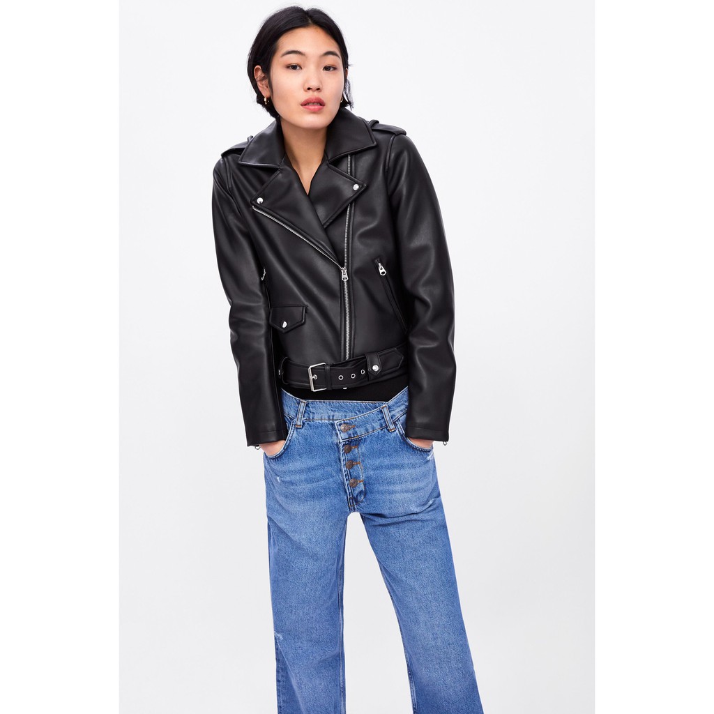 ÁO KHOÁC DA ZARA NỮ BIKER JACKET AUTH