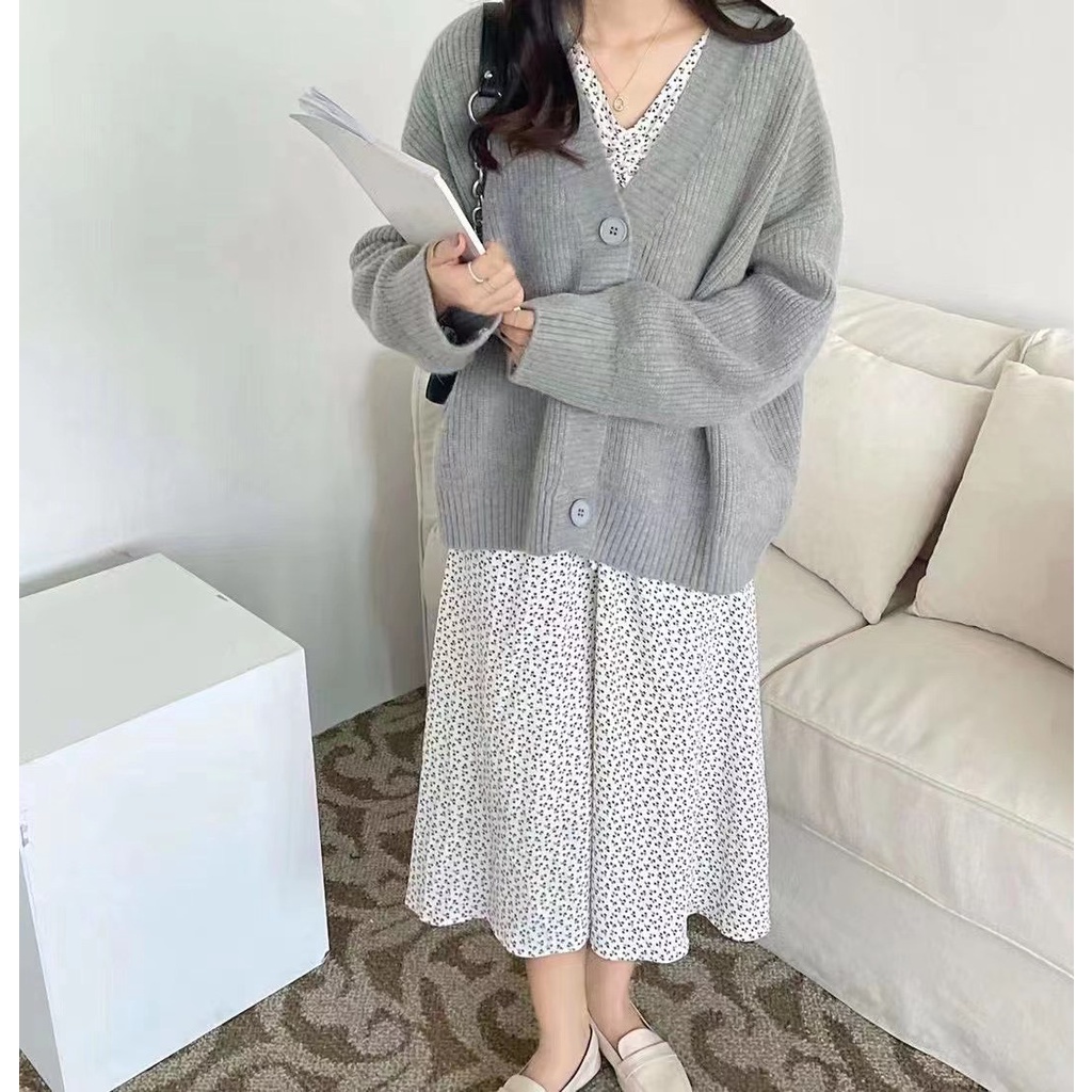 Áo cardigan len dày vân dọc túi sau _ A0291
