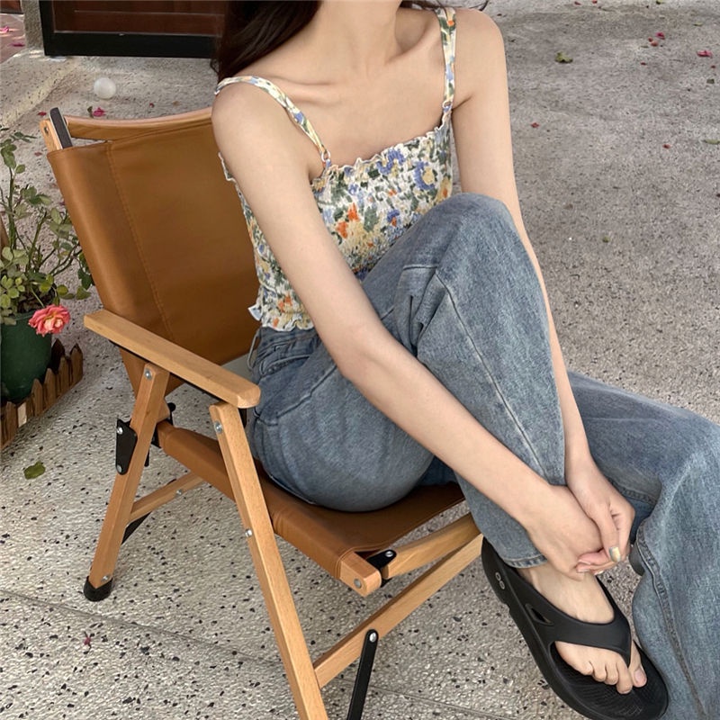 COZOK Áo Voan Hoa Hai Dây Dáng Ngắn Dễ Phối Đồ Cho Nữ