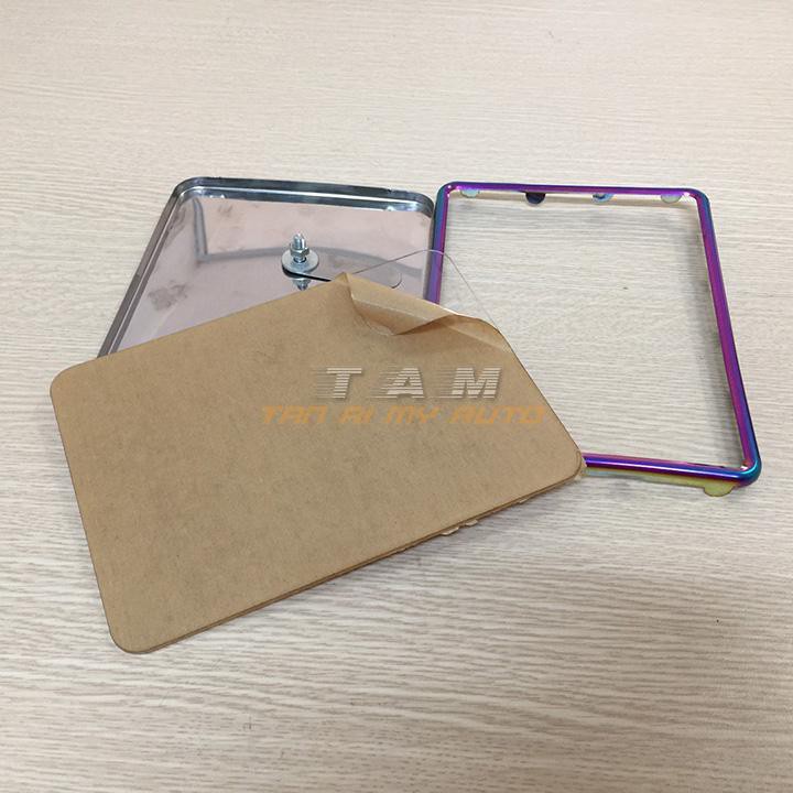 Khung Titan biển số kèm ốp inox mica ốc viền titan 7 màu XM-25