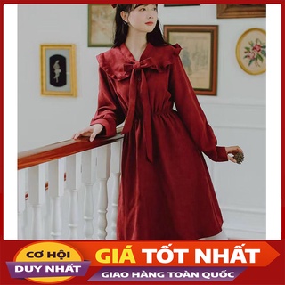 Đầm nữ chất da lộn cổ bèo hàng quảng châu m065-violet
