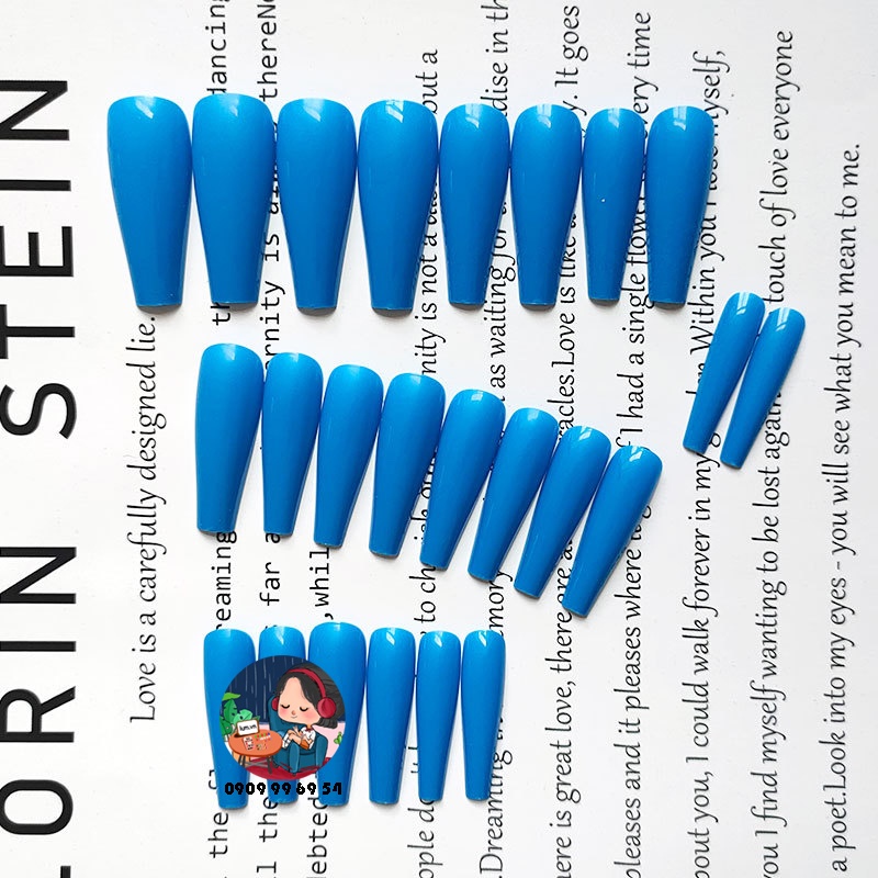 [ 1169 - 24 XANH CHIM CÔNG ] MÓNG CỨNG - SƠN BÓNG - Phom Thang Dài Xtra [Tặng Miếng Dán Và Dụng Cụ] Lẻ