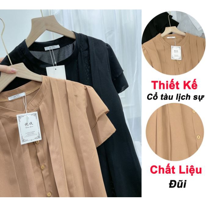 Váy suông -Đầm suông -Dáng Dài Tay Lỡ Nữ Cổ Tròn Chất đũi Cotton thoải mái khi mặc hàng nhap khẩu