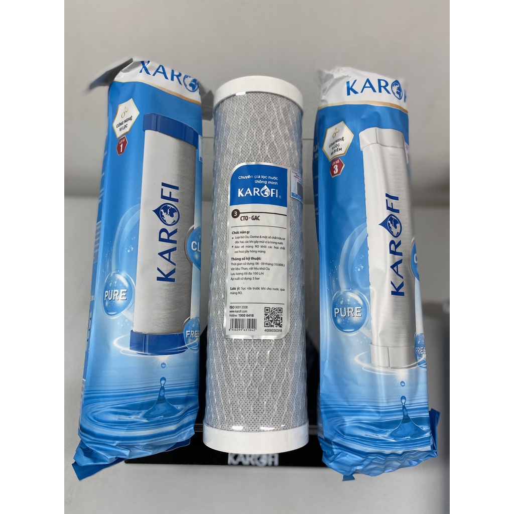 BỘ 3 LÕI LỌC KAROFI SỐ 1-2-3 THAY CHO MODEL S-S038 | OP1310