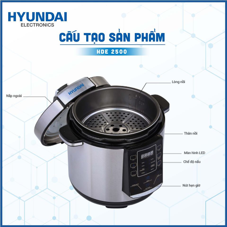 Nồi hầm điện tử Chính Hãng HYUNAI HDE 2500S An Tòan Và Tiết Kiệm Thời Gian. .